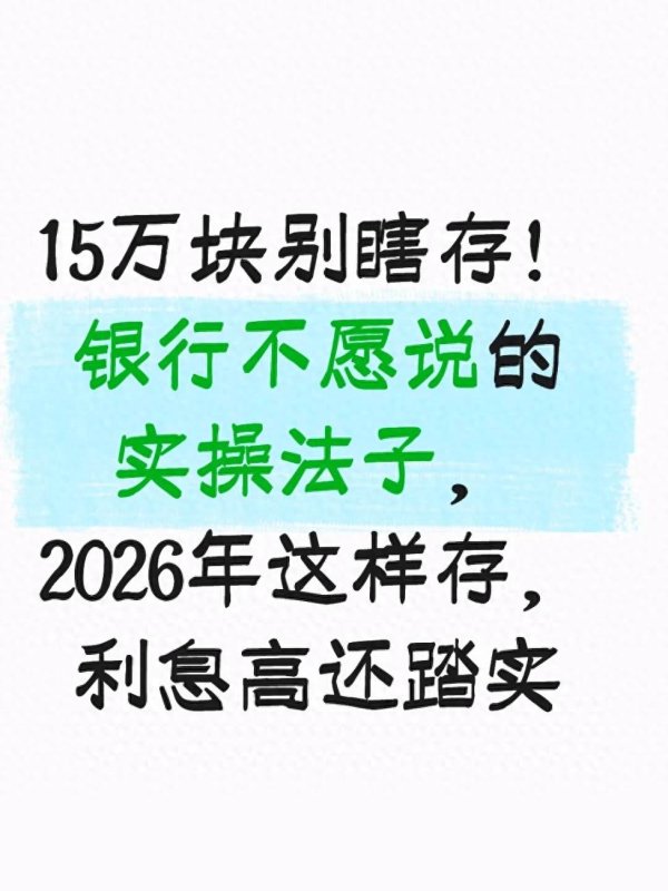 15万块别瞎存! 银行不愿说的实操法子, 2026年这样存 利息高还踏实
