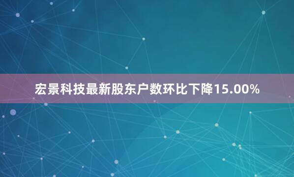 宏景科技最新股东户数环比下降15.00%