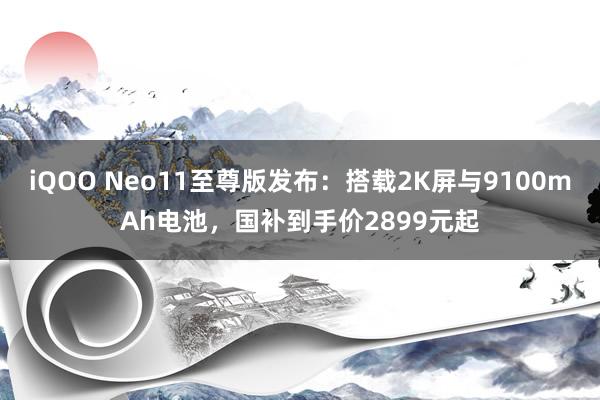 iQOO Neo11至尊版发布：搭载2K屏与9100mAh电池，国补到手价2899元起