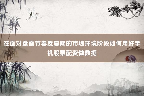 在面对盘面节奏反复期的市场环境阶段如何用好手机股票配资做数据