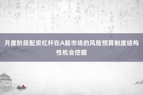 月度阶段配资杠杆在A股市场的风险预算制度结构性机会挖掘