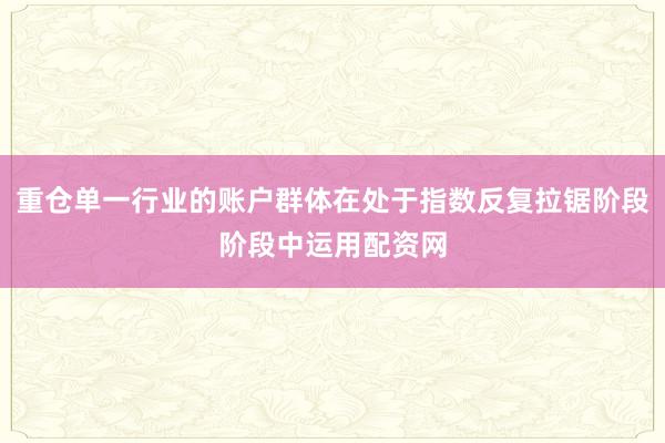重仓单一行业的账户群体在处于指数反复拉锯阶段阶段中运用配资网