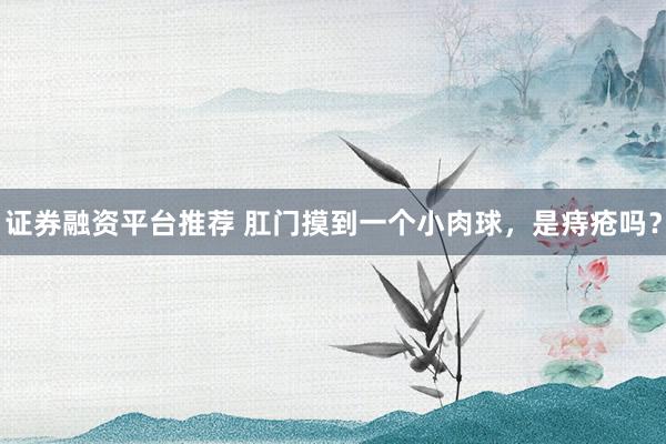 证券融资平台推荐 肛门摸到一个小肉球，是痔疮吗？