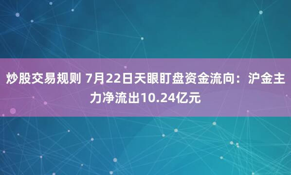 炒股交易规则 7月22日天眼盯盘资金流向：沪金主力净流出10.24亿元