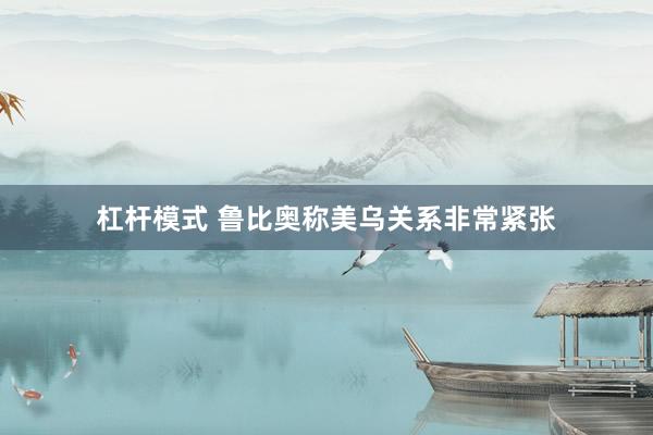 杠杆模式 鲁比奥称美乌关系非常紧张